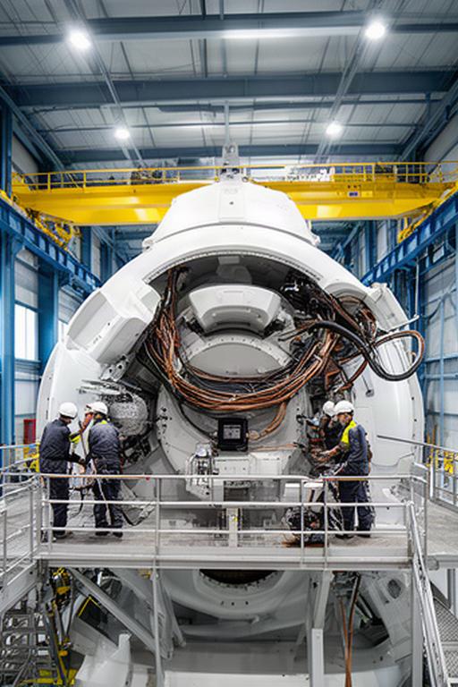 Góndola de aerogenerador en proceso de integración eléctrica dentro de una nave industrial